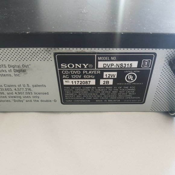 Sony Precision Drive 2/MP3 Playback DVD/CD/Video CD Player DVP-NS315 - Picture 11 of 12